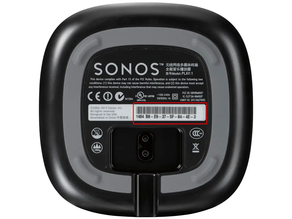 mac address of sonos device