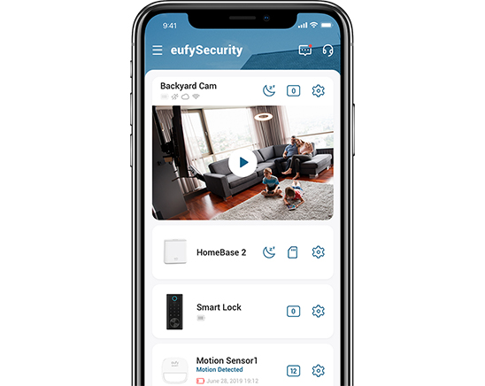 EUFY security mobile app interface