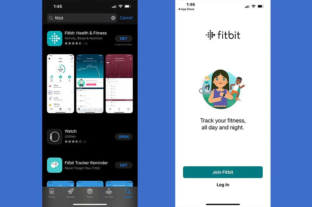 fitbit app install steps screenshots