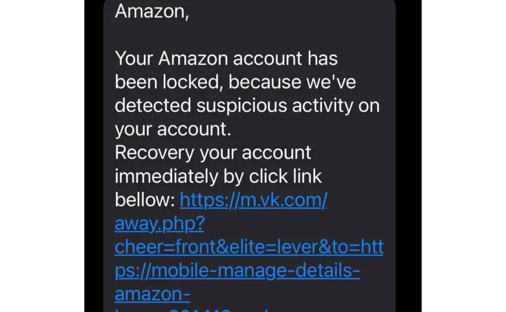 A screenshot of a security warning message from Amazon