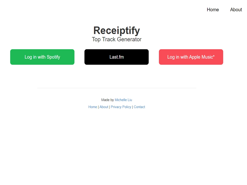 Receiptify website home page