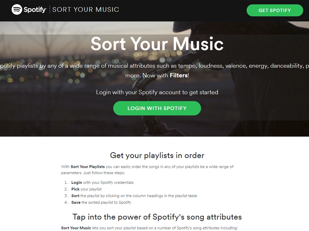 SortYourMusic website home page