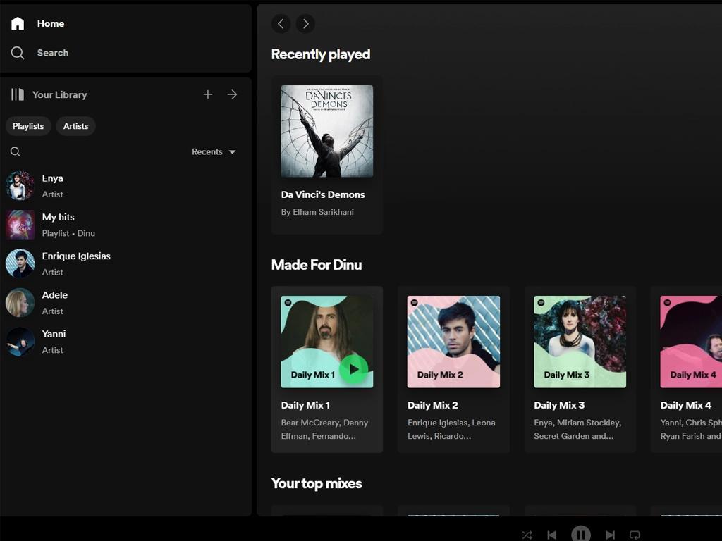 Spotify me website home page