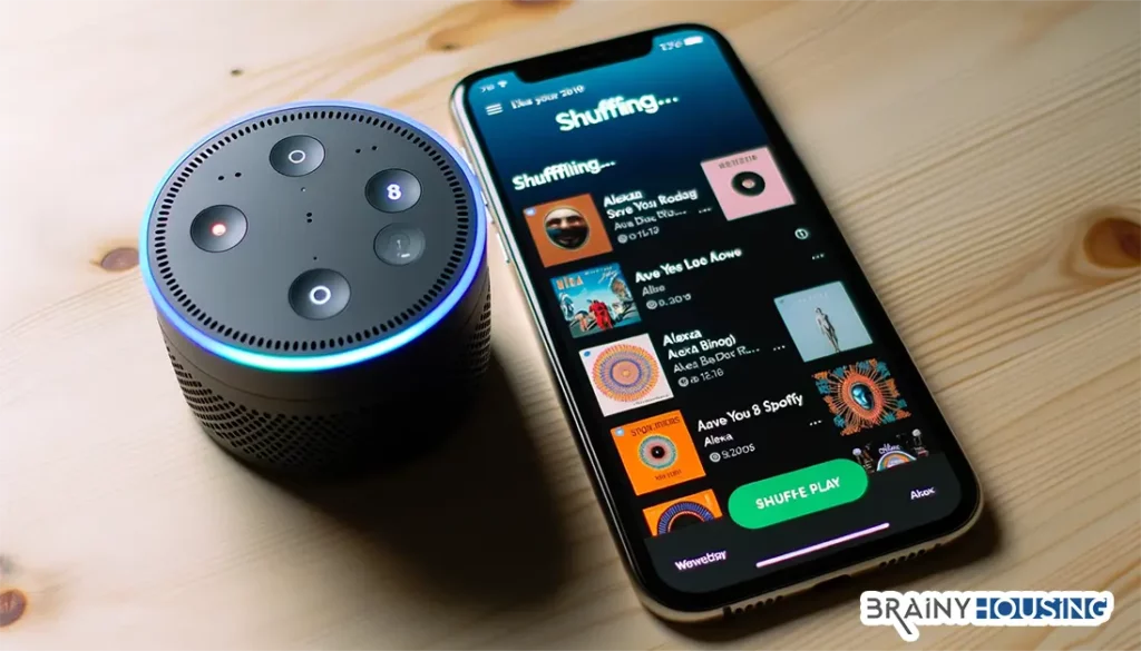 Alexa device shuffling songs on the Spotify app