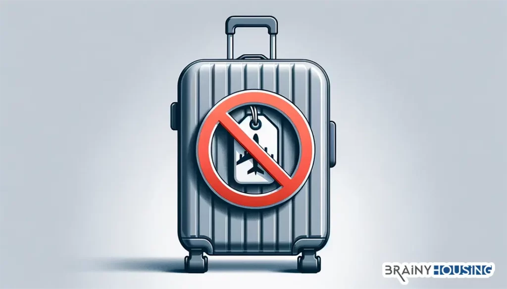 Suitcase with prohibited sign over AirTag