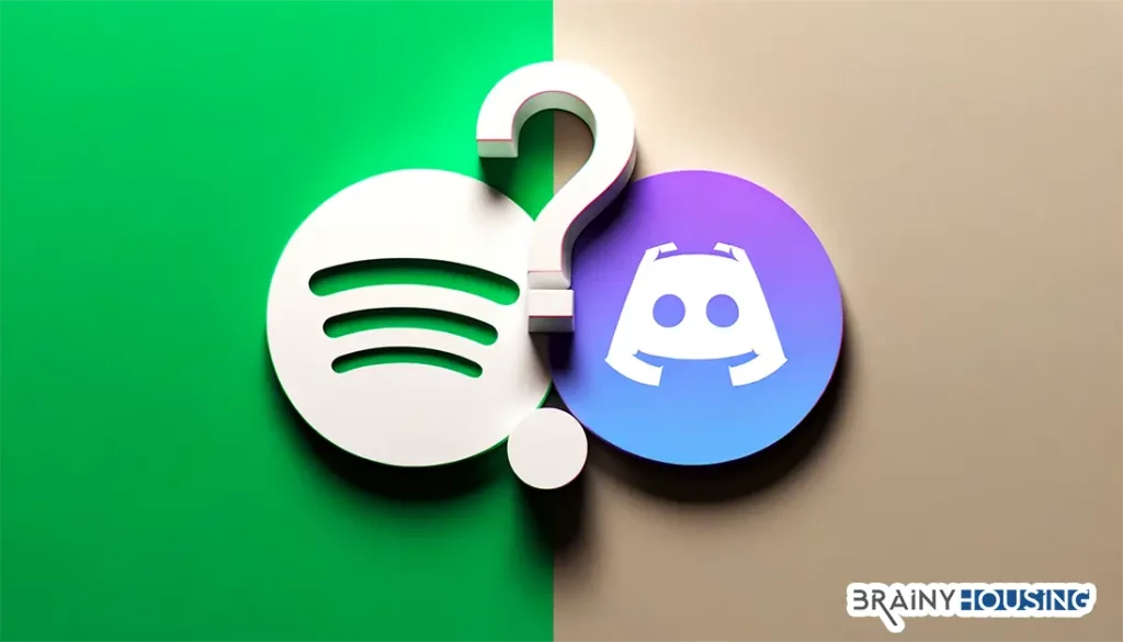 Spotify and Discord logos side by side with a question mark symbolizing the query of their ownership