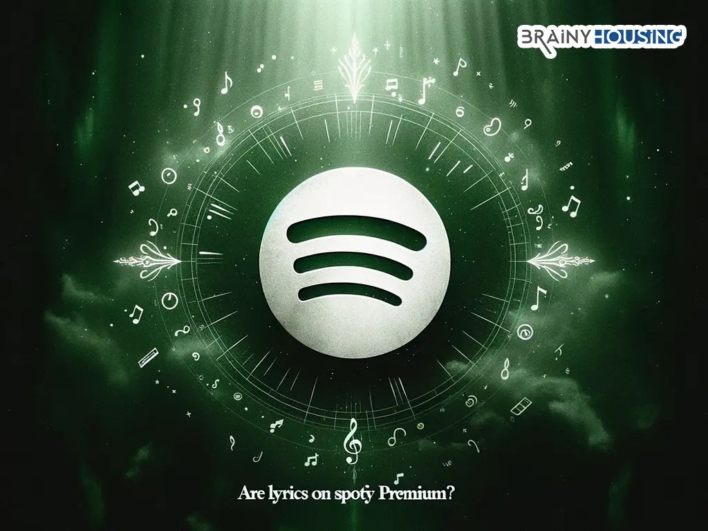 Spotify logo with musical notes and the text 'Are Lyrics on Spotify Only for Premium?